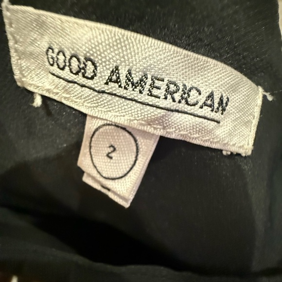 Good American Black Pull-On Pants Size 2 Lined Stretch Zipper Hem Slim Fit - Picture 3 of 3